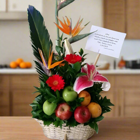 Fruit basket & flowers