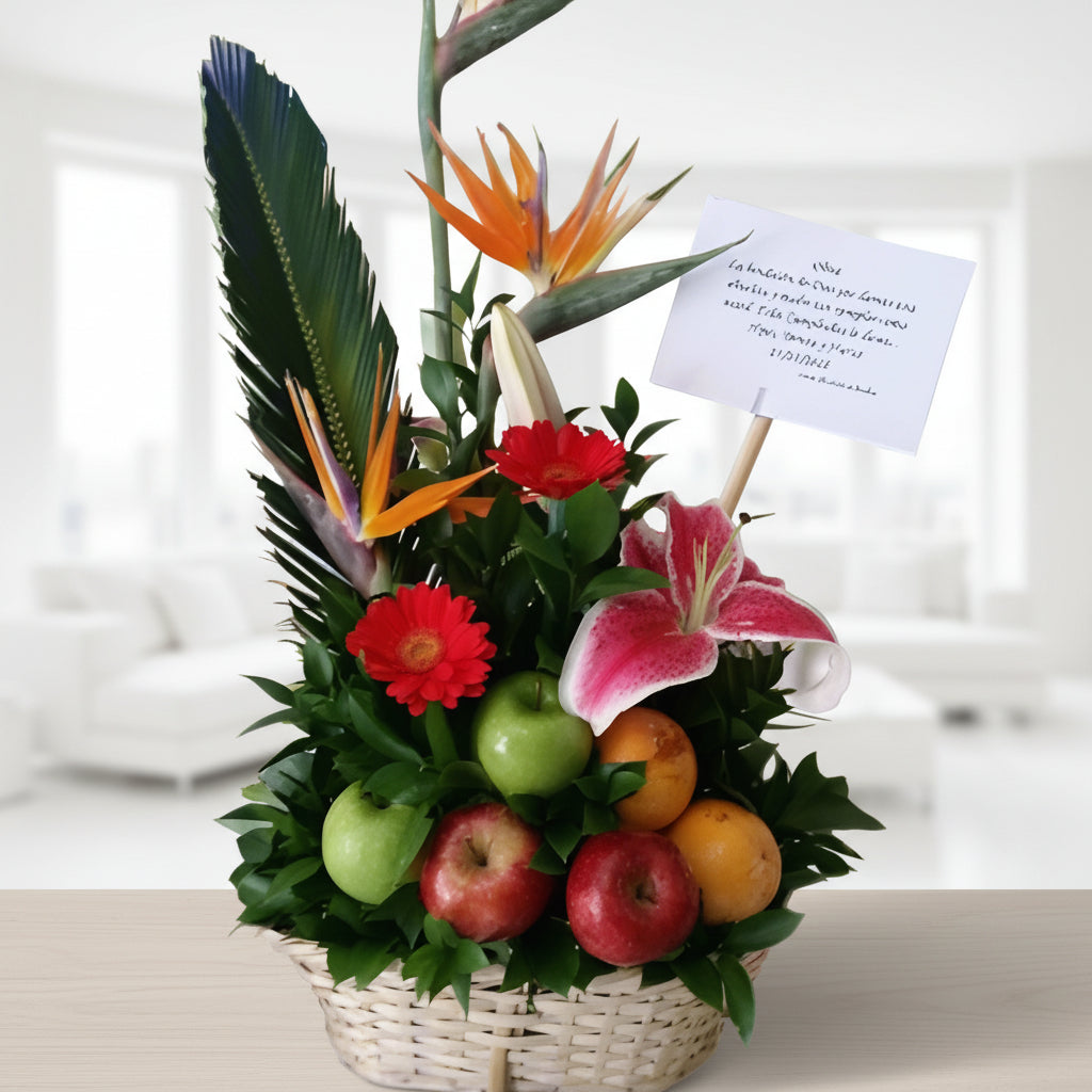 Fruit basket & flowers