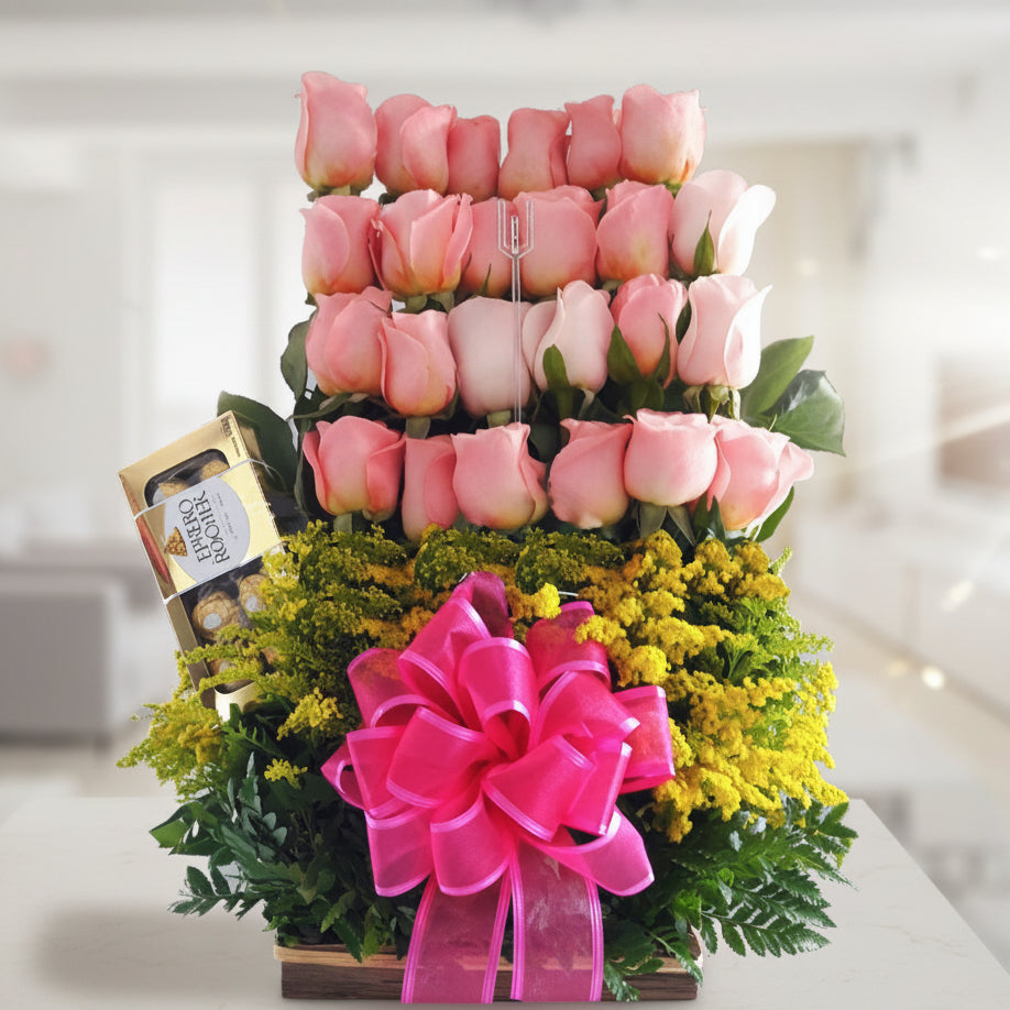 Beautiful pink roses arrangement