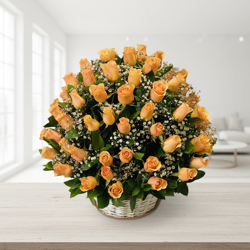 Roses in basket