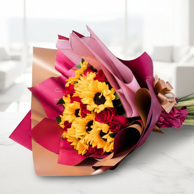 SUNFLOWERS & ROSES BOUQUET