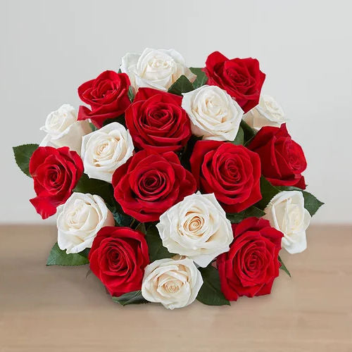 Bouquet from 12 Red and White Roses - Delivery Across Colombia