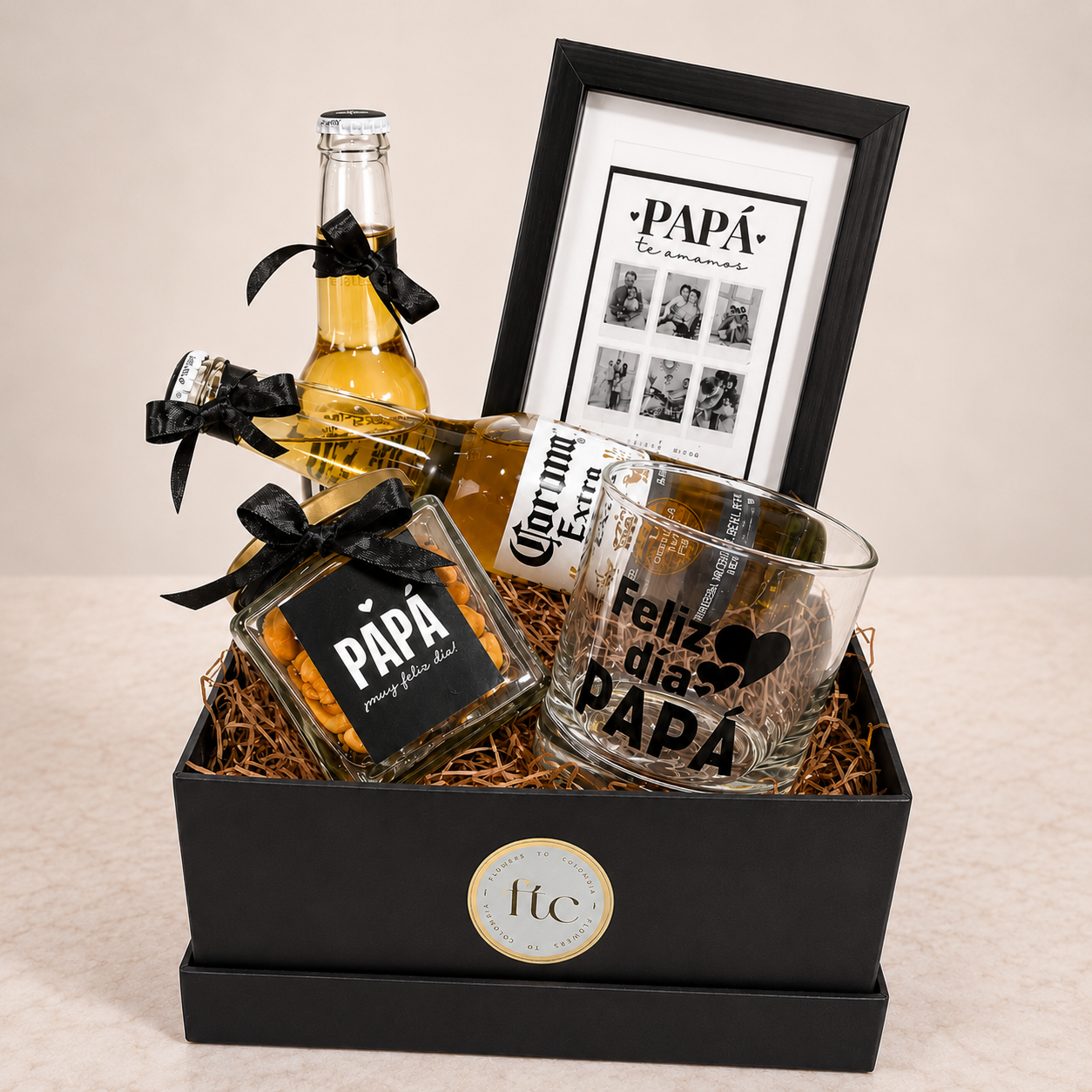 Personalized Father's Day Gift Box with Photo Frame & Corona Beers | Medellín Delivery
