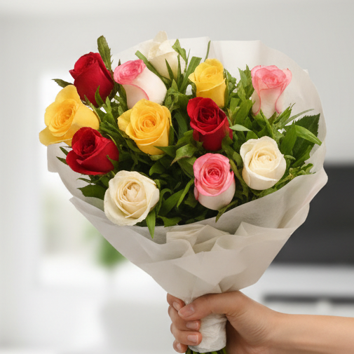 Mixed Color Roses Bouquet – 12, 24 or 36 Stems Available