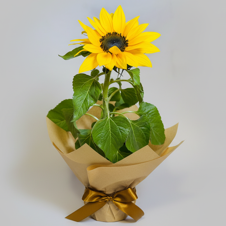 Sunflower plant gift delivery in Medellín Colombia yellow sunflower flower arrangement