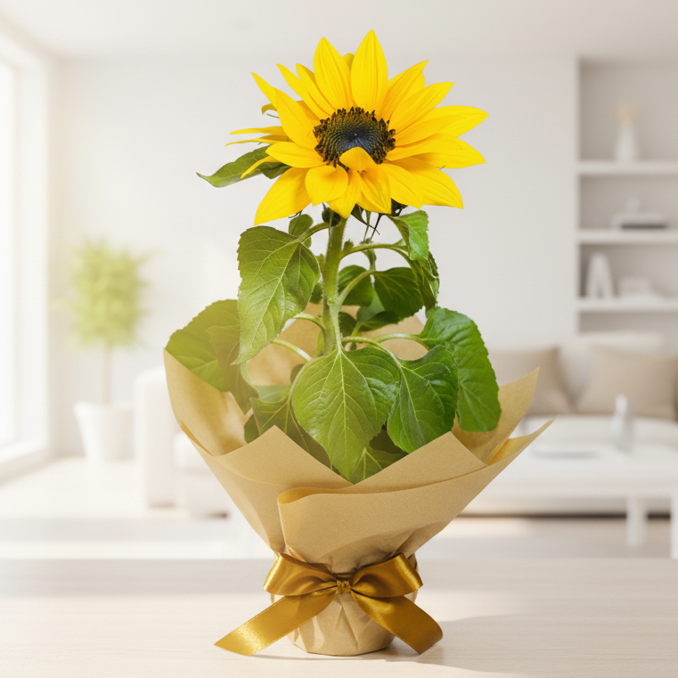 Sunflower plant gift delivery in Medellín Colombia yellow sunflower flower arrangement