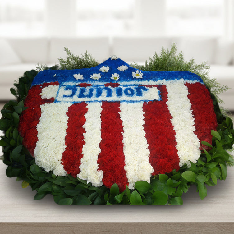 Junior FC Funeral Floral Tribute – Custom Sympathy Arrangement in Barranquilla