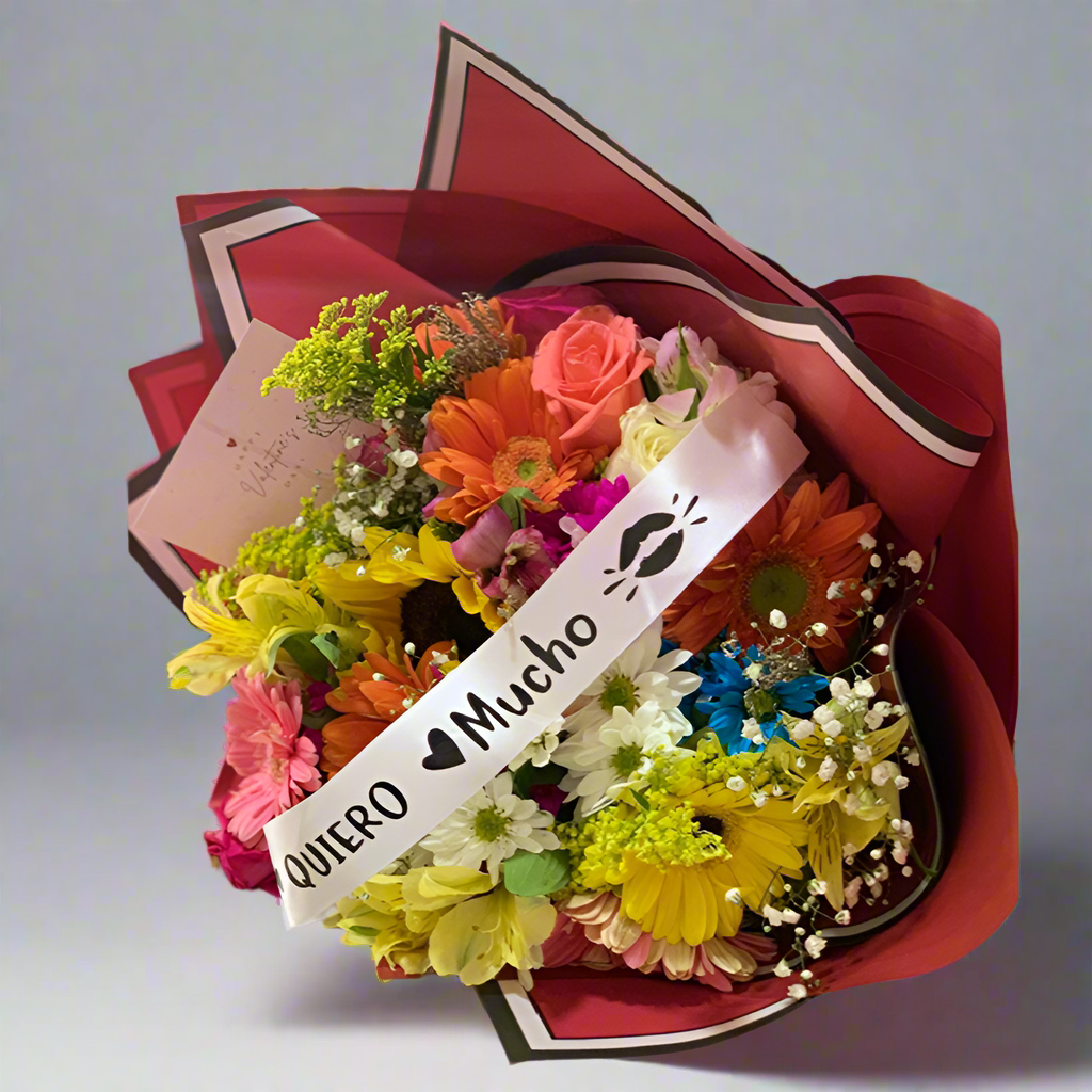 Mixed Flower Bouquet with Sunflower, Gerberas, and Message Card – Hato Corozal Casanare