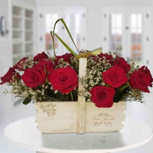 Basket of two dozen roses