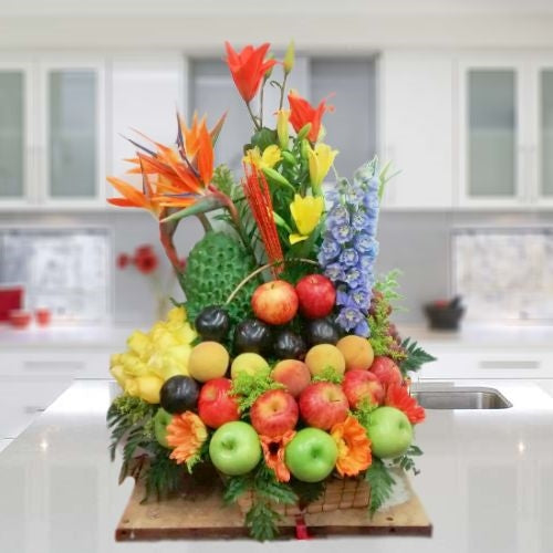 Fruit basket & flowers