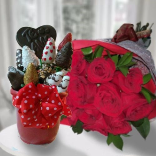 STRAWBERRIES & ROSES BOUQUET