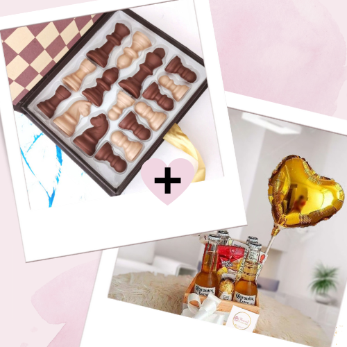 Chocolate chess with beer basket
