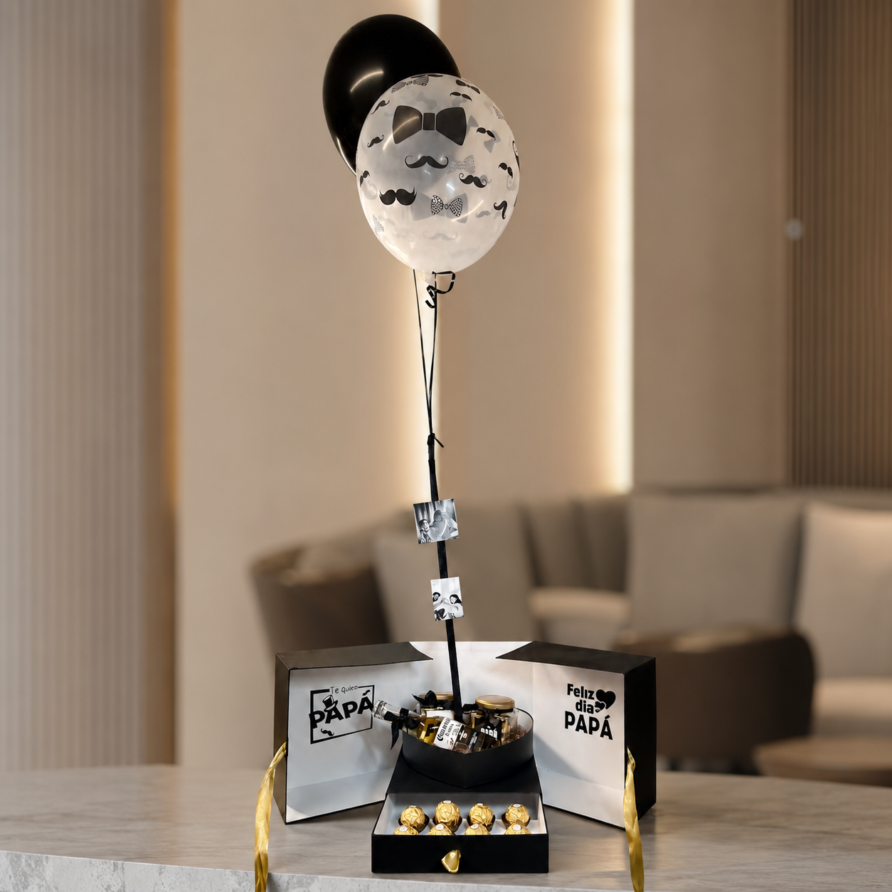 Father's Day Premium Gift Box with Balloons, Ferrero Rocher & Corona Beer