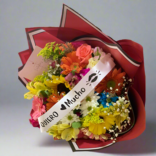 Mixed Flower Bouquet with Sunflower, Gerberas, and Message Card – Hato Corozal Casanare