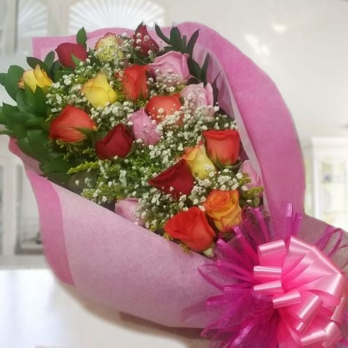24 mixed roses bouquet for birthdays and anniversaries