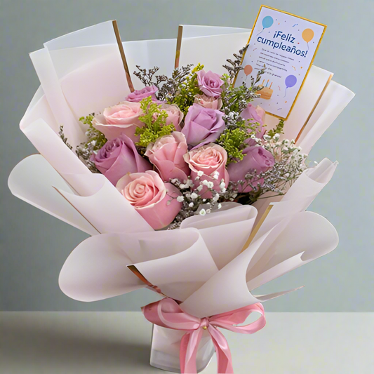 Birthday Bouquet with Pink and Lavender Roses – Hato Corozal Casanare