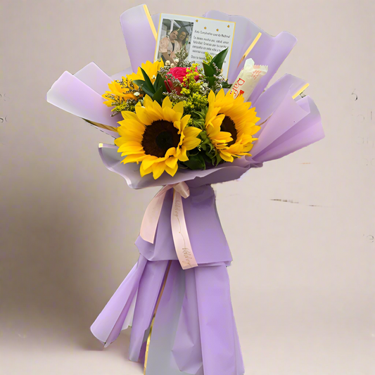 Sunflower and Rose Bouquet with Chocolates and Personalized Card – Hato Corozal Casanare